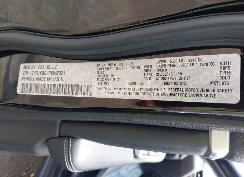 Photo 9 of 2023 Jeep Grand CHEROKEE L LIMITED 4X4 (VIN 1C4RJKBG1P8842321)