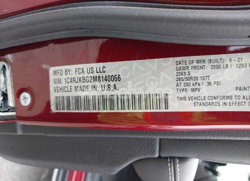 Photo 9 of 2021 Jeep Grand CHEROKEE L LIMITED 4X4 (VIN 1C4RJKBG2M8140066)