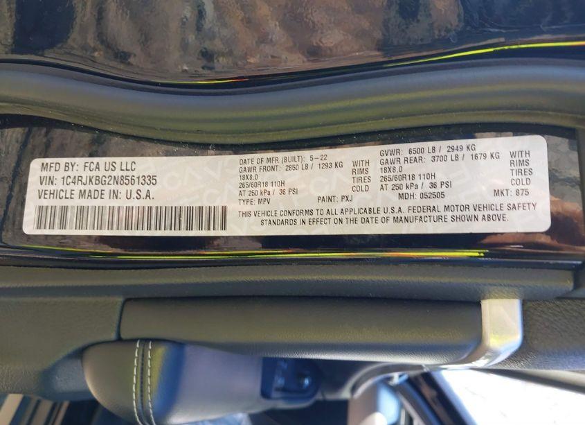 Photo 9 of 2022 Jeep Grand CHEROKEE L LIMITED 4X4 (VIN 1C4RJKBG2N8561335)