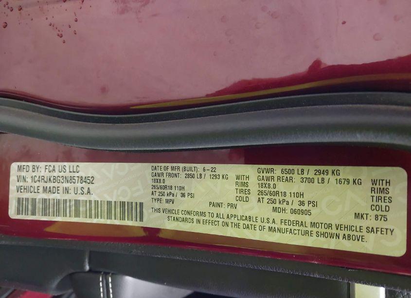 Photo 9 of 2022 Jeep Grand CHEROKEE L LIMITED 4X4 (VIN 1C4RJKBG3N8578452)