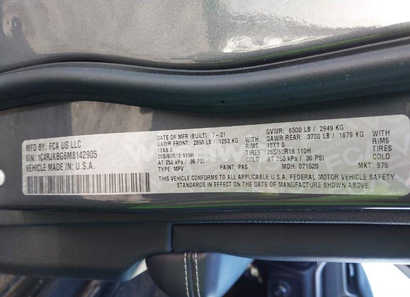 Photo 9 of 2021 Jeep Grand CHEROKEE L LIMITED 4X4 (VIN 1C4RJKBG6M8142905)