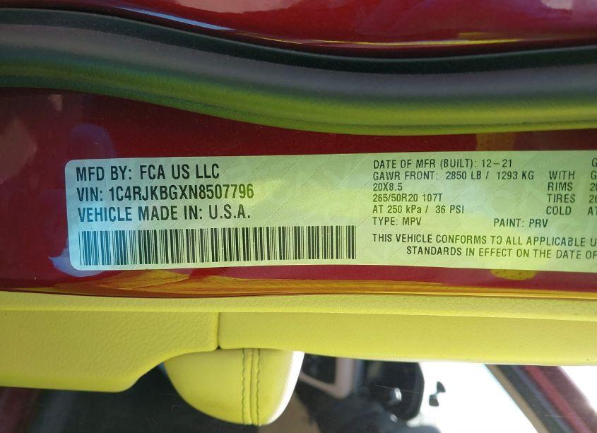 Photo 9 of 2022 Jeep Grand CHEROKEE L LIMITED 4X4 (VIN 1C4RJKBGXN8507796)