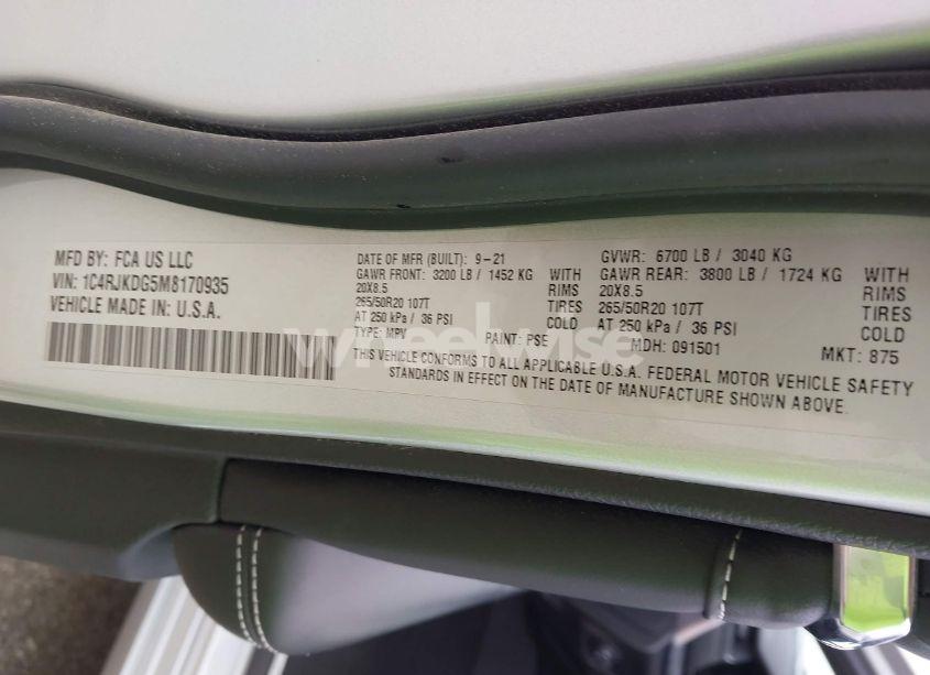 Photo 9 of 2021 Jeep Grand CHEROKEE L OVERLAND 4X4 (VIN 1C4RJKDG5M8170935)