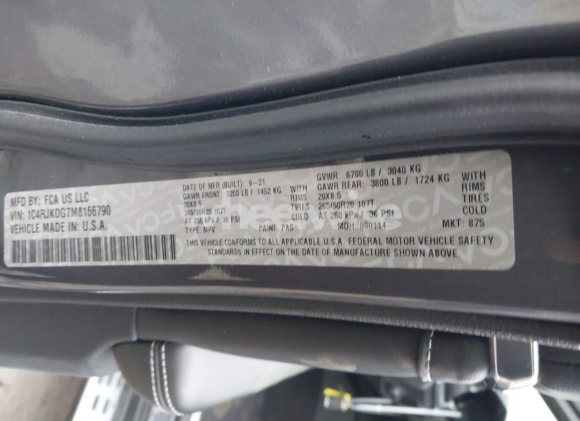 Photo 9 of 2021 Jeep Grand CHEROKEE L OVERLAND 4X4 (VIN 1C4RJKDG7M8166790)