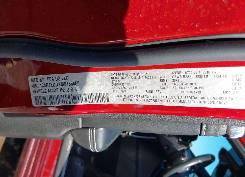 Photo 9 of 2021 Jeep Grand CHEROKEE L OVERLAND 4X4 (VIN 1C4RJKDGXM8186466)