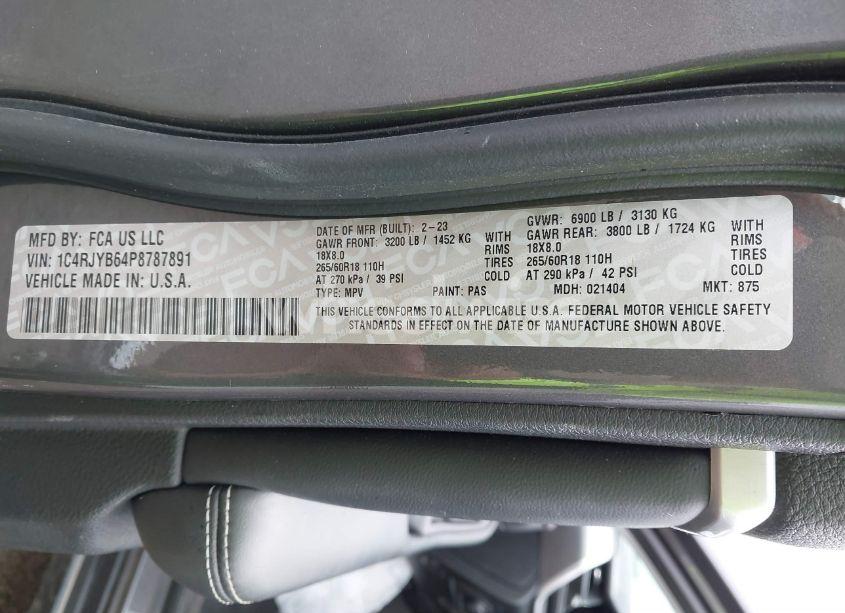 Photo 9 of 2023 Jeep Grand CHEROKEE 4XE (VIN 1C4RJYB64P8787891)