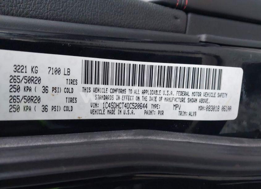 Photo 9 of 2013 Dodge Durango R/T (VIN 1C4SDHCT4DC520644)