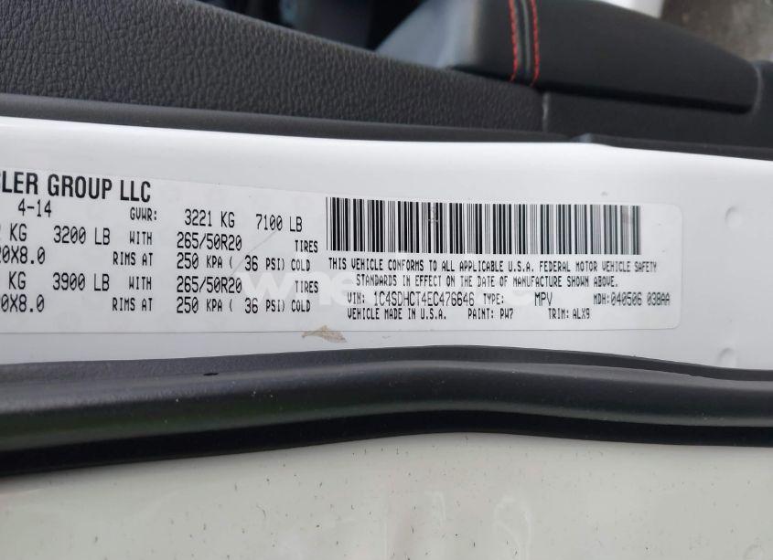 Photo 9 of 2014 Dodge Durango R/T (VIN 1C4SDHCT4EC476646)