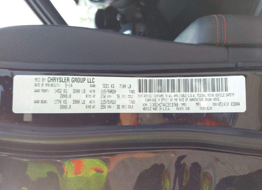 Photo 9 of 2014 Dodge Durango R/T (VIN 1C4SDHCT4EC513789)