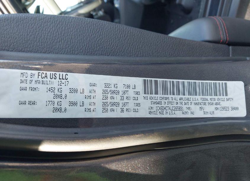 Photo 9 of 2018 Dodge Durango R/T RWD (VIN 1C4SDHCT4JC265831)