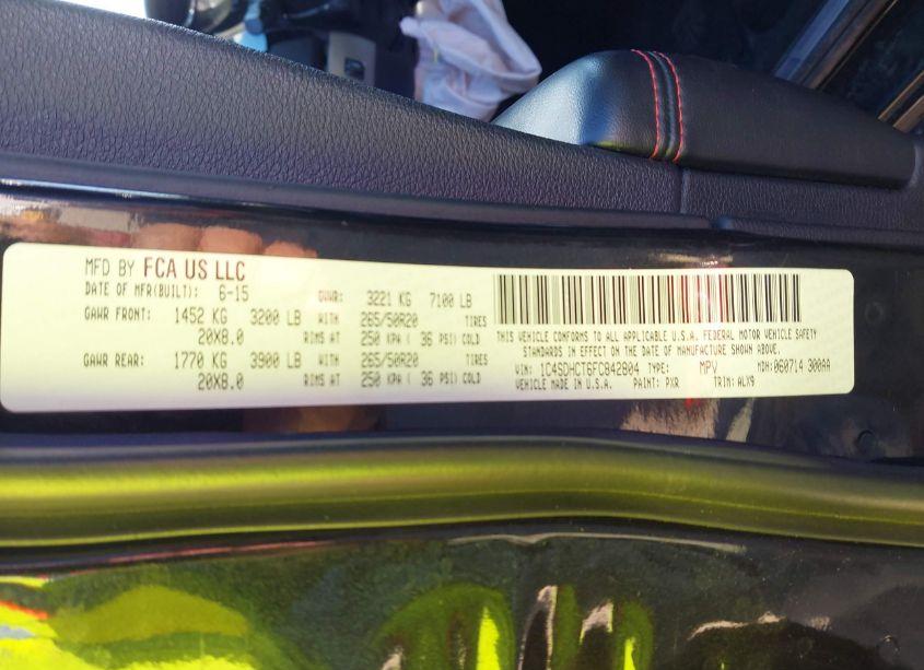 Photo 9 of 2015 Dodge Durango R/T (VIN 1C4SDHCT6FC842804)