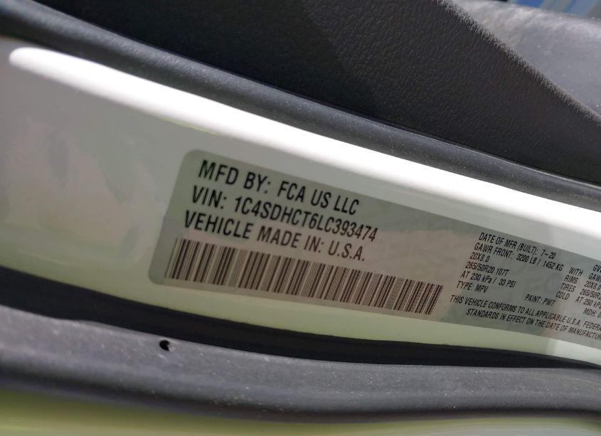 Photo 9 of 2020 Dodge Durango R/T RWD (VIN 1C4SDHCT6LC393474)