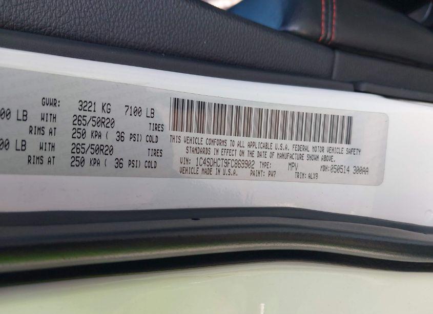 Photo 9 of 2015 Dodge Durango R/T (VIN 1C4SDHCT9FC869902)