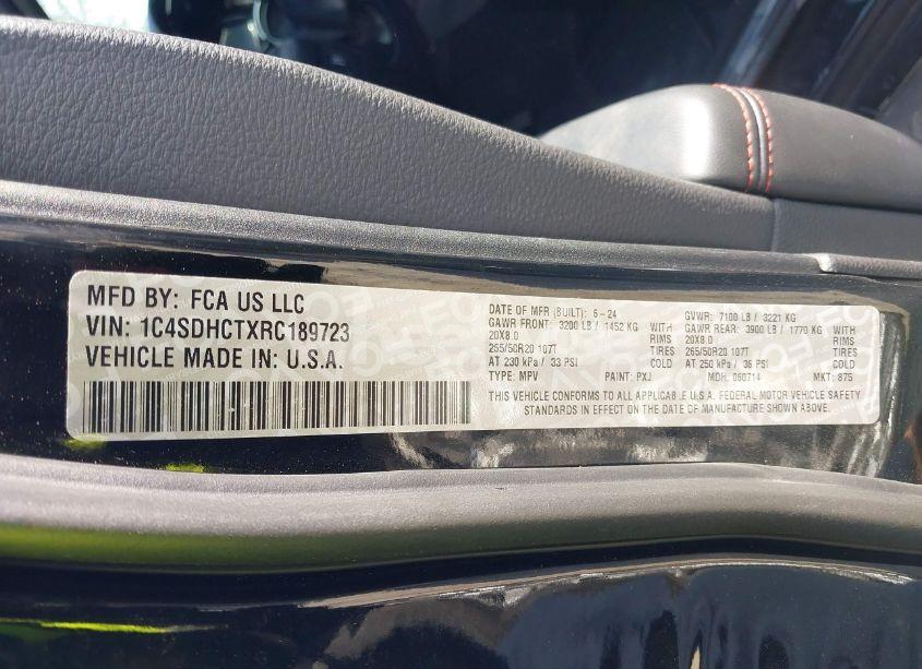 Photo 9 of 2024 Dodge Durango R/T RWD (VIN 1C4SDHCTXRC189723)