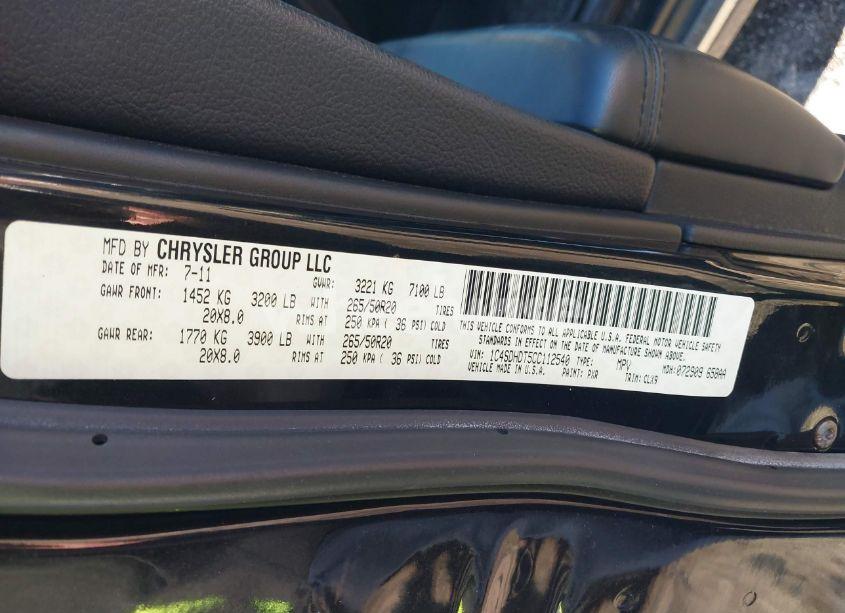 Photo 9 of 2012 Dodge Durango CREW (VIN 1C4SDHDT5CC112540)