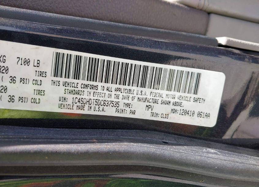 Photo 9 of 2013 Dodge Durango CREW (VIN 1C4SDHDT5DC637535)