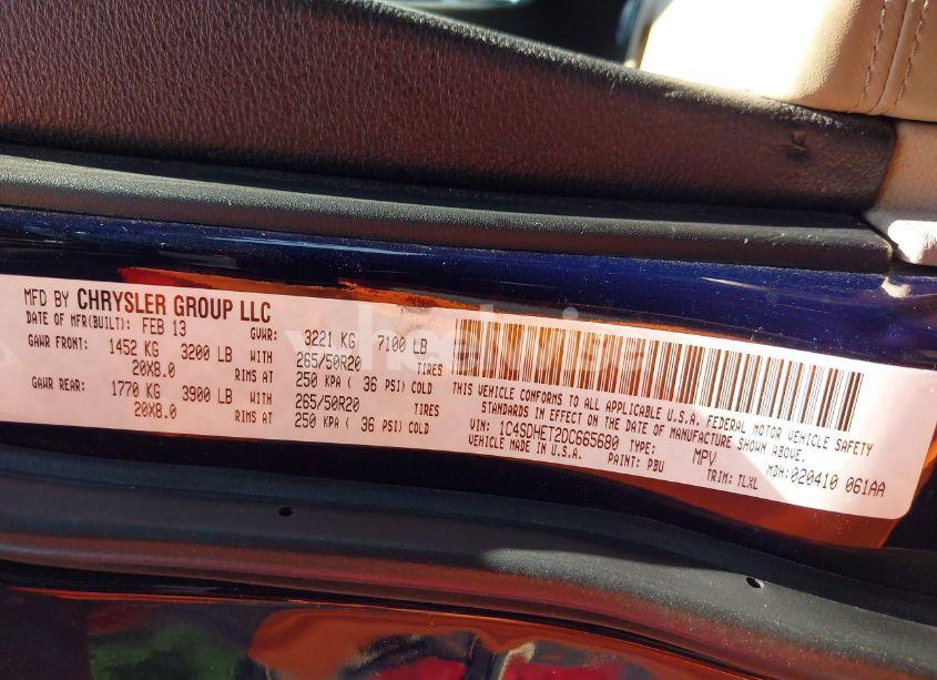 Photo 9 of 2013 Dodge Durango CITADEL (VIN 1C4SDHET2DC665680)