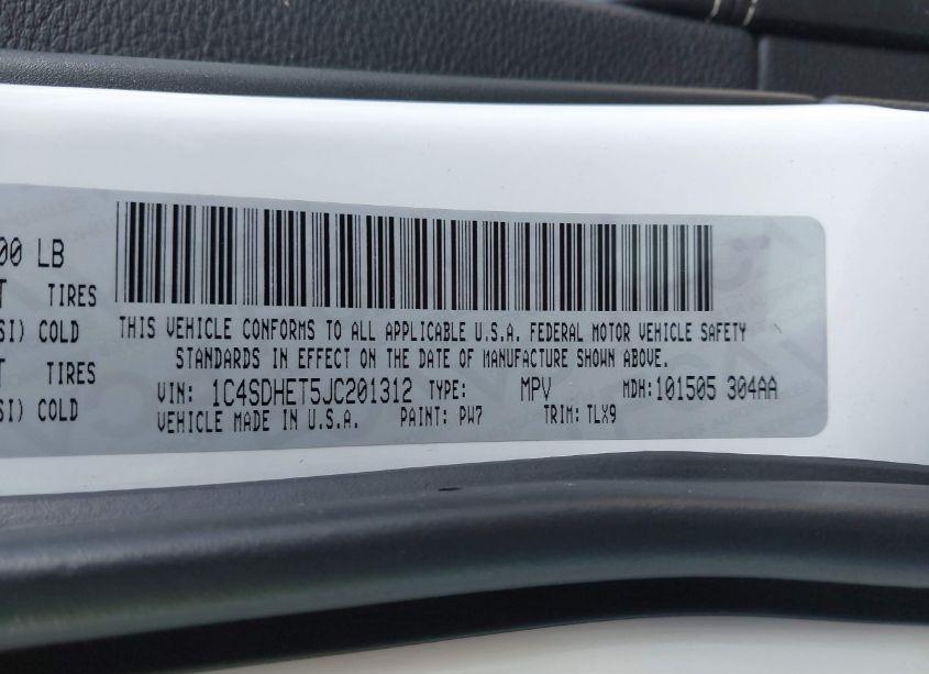 Photo 9 of 2018 Dodge Durango CITADEL RWD (VIN 1C4SDHET5JC201312)