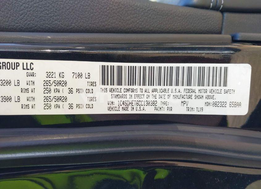 Photo 9 of 2012 Dodge Durango CITADEL (VIN 1C4SDHET6CC130382)