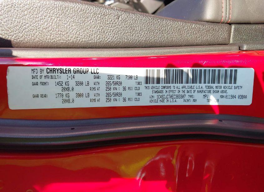 Photo 9 of 2014 Dodge Durango R/T (VIN 1C4SDJCT0EC383307)