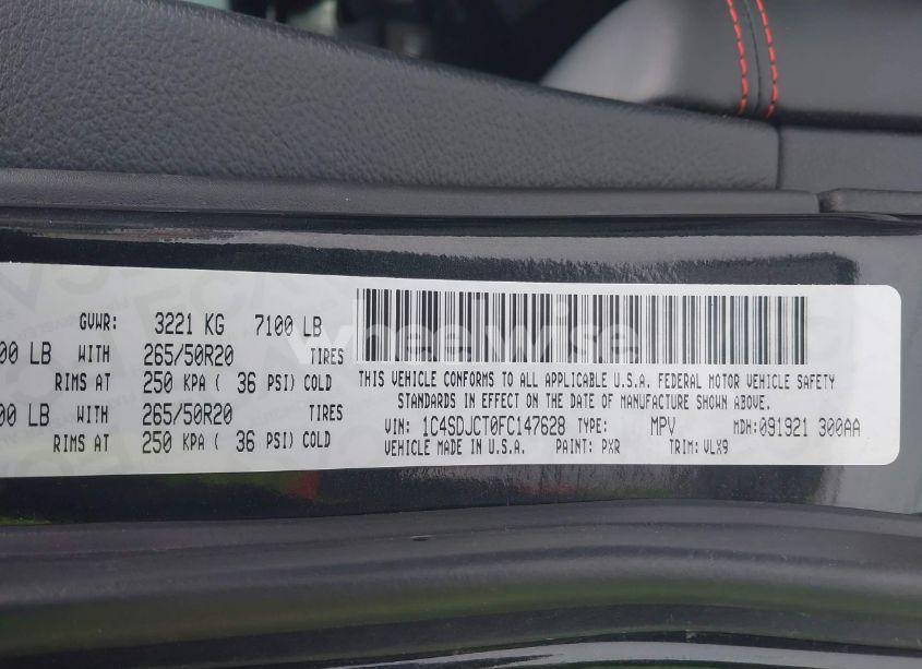 Photo 9 of 2015 Dodge Durango R/T (VIN 1C4SDJCT0FC147628)