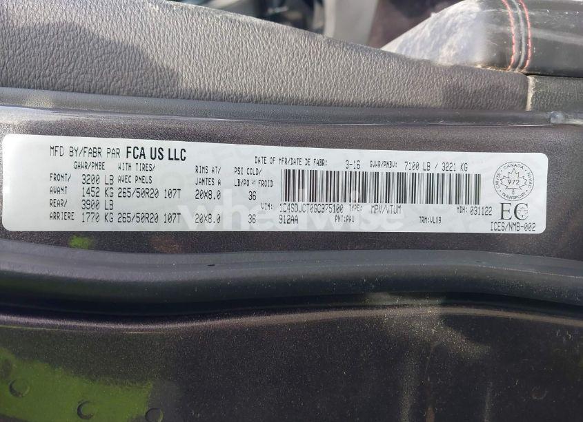 Photo 9 of 2016 Dodge Durango R/T (VIN 1C4SDJCT0GC375100)