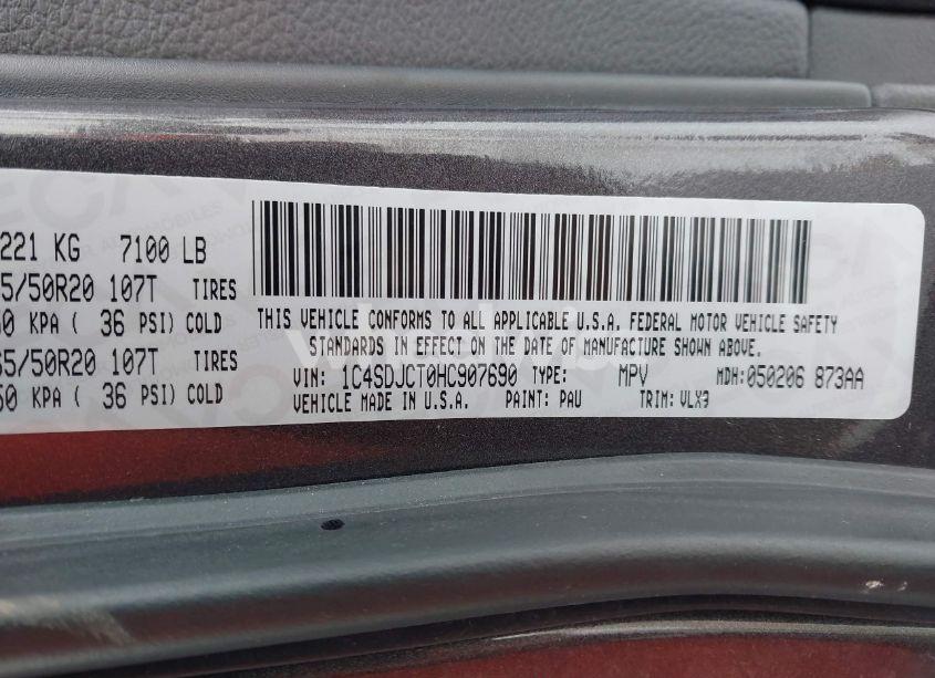 Photo 9 of 2017 Dodge Durango R/T AWD (VIN 1C4SDJCT0HC907690)