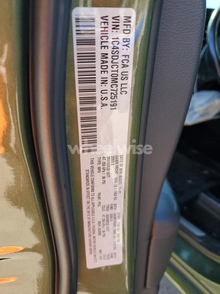 Photo 13 of 2021 DODGE DURANGO R/T (VIN 1C4SDJCT0MC725191)