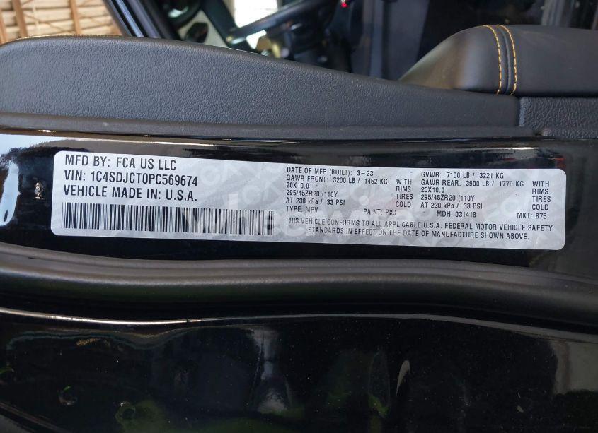 Photo 9 of 2023 Dodge Durango HEMI ORANGE AWD (VIN 1C4SDJCT0PC569674)