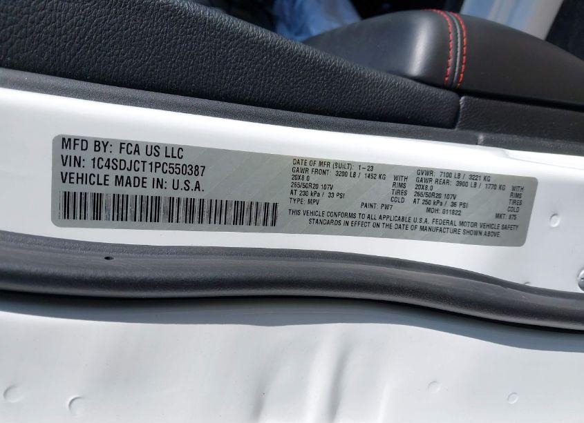 Photo 9 of 2023 Dodge Durango R/T PLUS AWD (VIN 1C4SDJCT1PC550387)