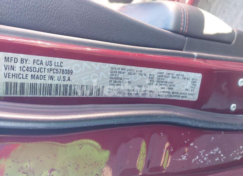 Photo 9 of 2023 Dodge Durango R/T PLUS AWD (VIN 1C4SDJCT1PC578089)