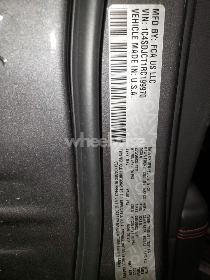 Photo 13 of 2024 DODGE DURANGO R/T (VIN 1C4SDJCT1RC199970)