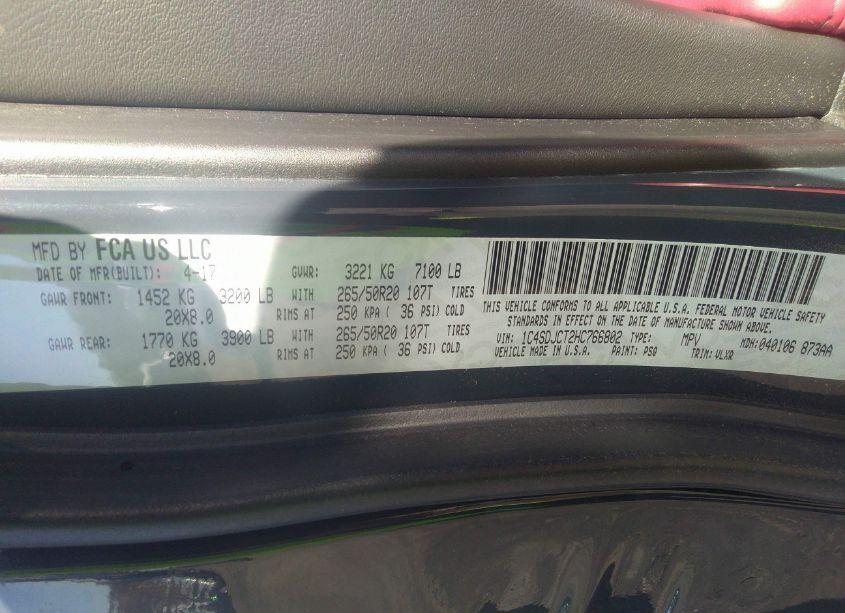 Photo 9 of 2017 Dodge Durango R/T AWD (VIN 1C4SDJCT2HC766802)