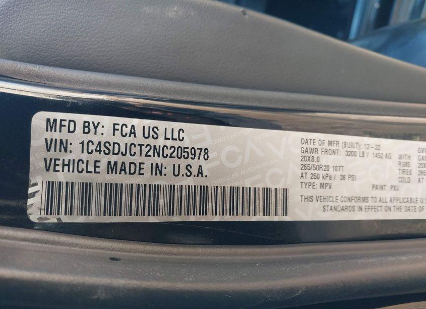 Photo 9 of 2022 Dodge Durango R/T PLUS AWD (VIN 1C4SDJCT2NC205978)