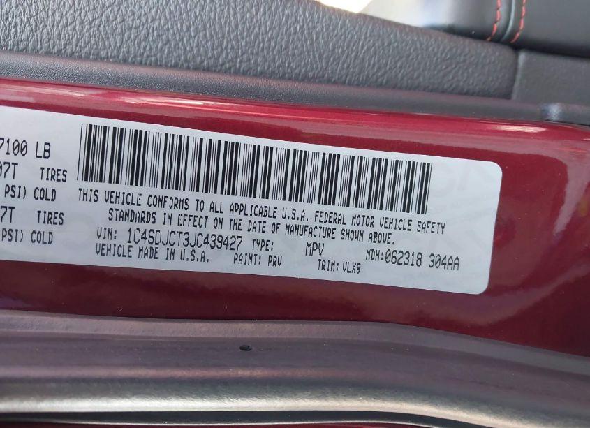 Photo 9 of 2018 Dodge Durango R/T AWD (VIN 1C4SDJCT3JC439427)