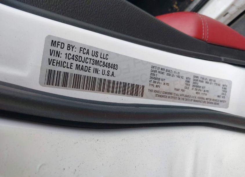 Photo 9 of 2021 Dodge Durango R/T AWD (VIN 1C4SDJCT3MC848483)