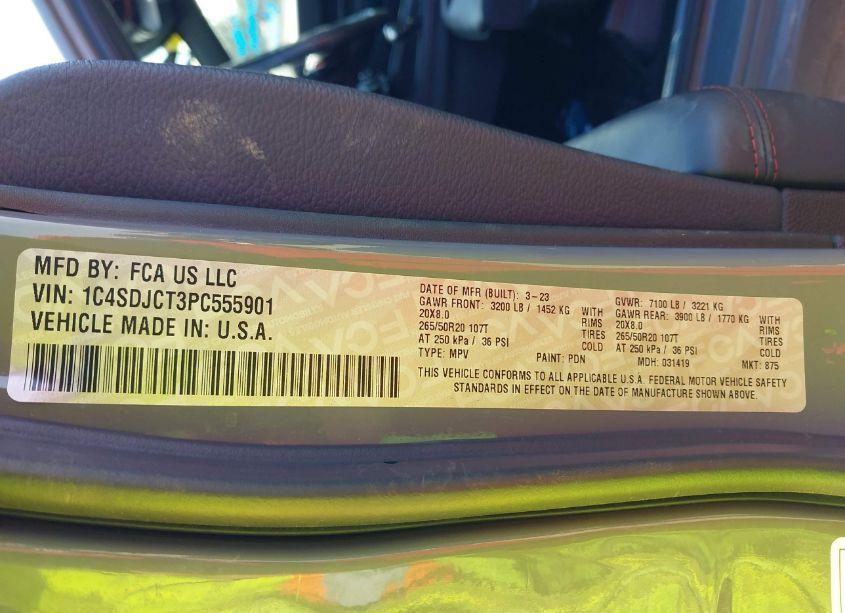 Photo 9 of 2023 Dodge Durango R/T PLUS AWD (VIN 1C4SDJCT3PC555901)