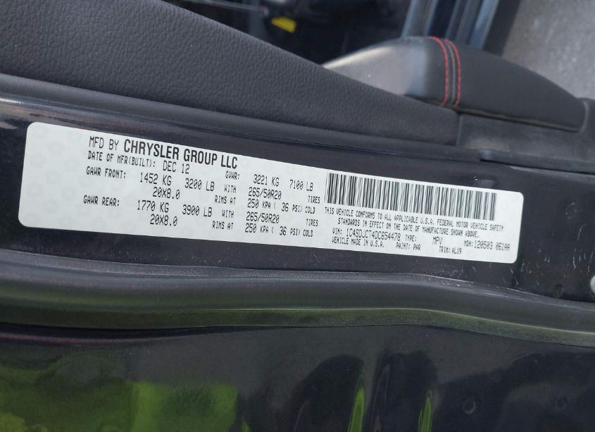 Photo 9 of 2013 Dodge Durango R/T (VIN 1C4SDJCT4DC654478)