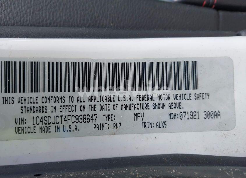 Photo 9 of 2015 Dodge Durango R/T (VIN 1C4SDJCT4FC938647)