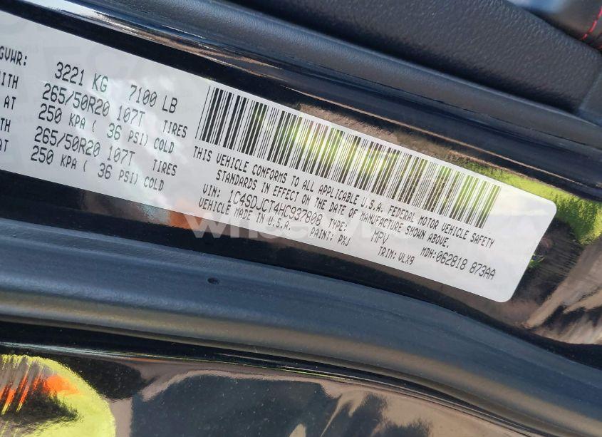 Photo 9 of 2017 Dodge Durango R/T AWD (VIN 1C4SDJCT4HC937808)