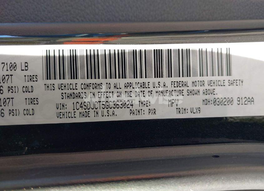 Photo 9 of 2016 Dodge Durango R/T (VIN 1C4SDJCT5GC363024)