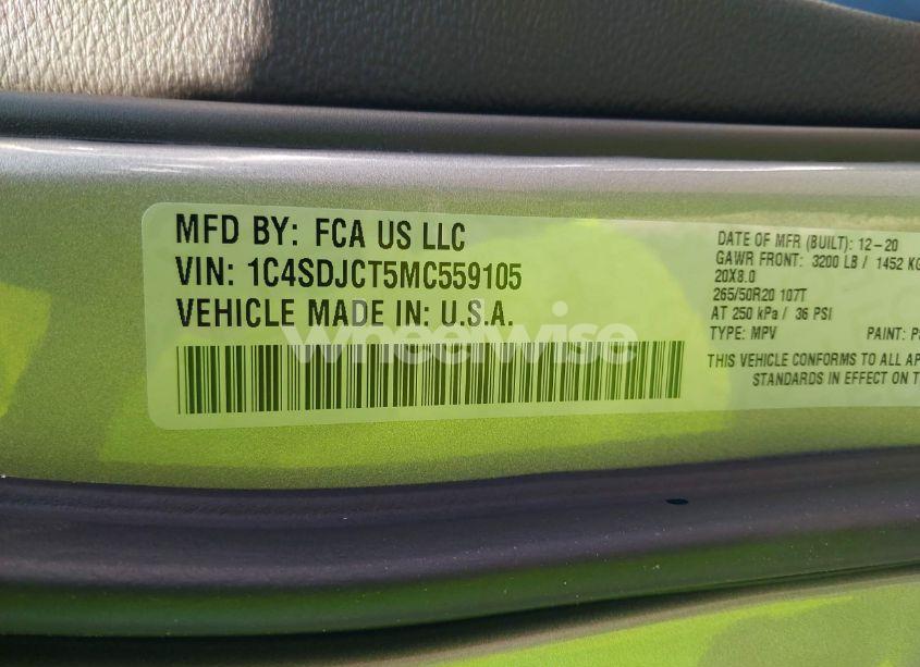 Photo 9 of 2021 Dodge Durango R/T AWD (VIN 1C4SDJCT5MC559105)