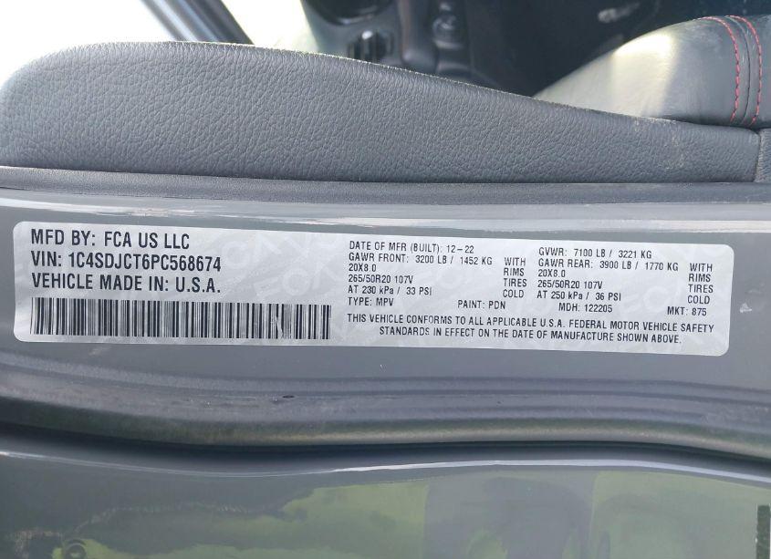 Photo 9 of 2023 Dodge Durango R/T PLUS AWD (VIN 1C4SDJCT6PC568674)