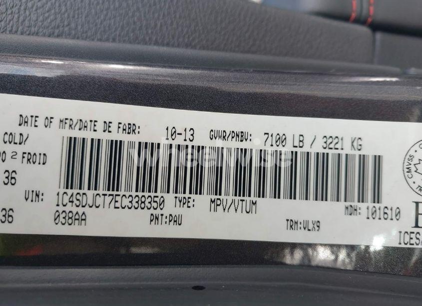 Photo 9 of 2014 Dodge Durango R/T (VIN 1C4SDJCT7EC338350)