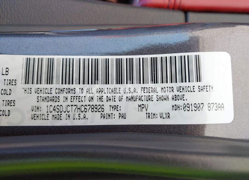 Photo 9 of 2017 Dodge Durango R/T AWD (VIN 1C4SDJCT7HC678926)