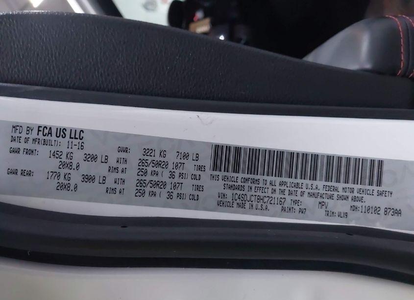 Photo 9 of 2017 Dodge Durango R/T AWD (VIN 1C4SDJCT8HC721167)