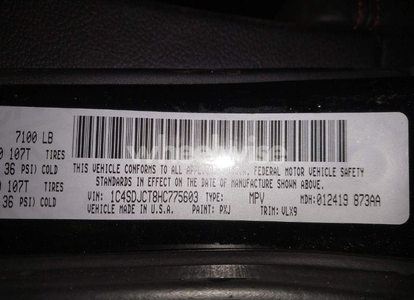 Photo 9 of 2017 Dodge Durango R/T AWD (VIN 1C4SDJCT8HC775603)