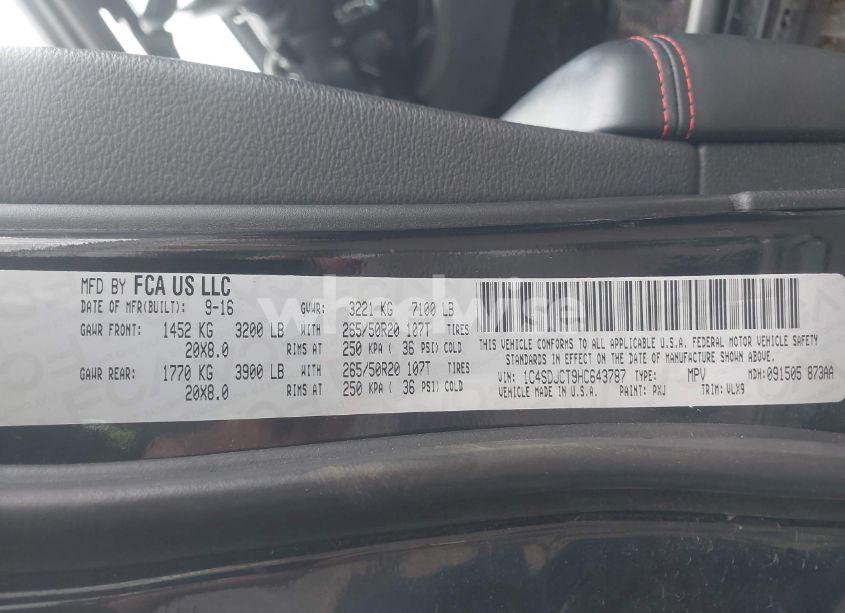 Photo 9 of 2017 Dodge Durango R/T AWD (VIN 1C4SDJCT9HC643787)