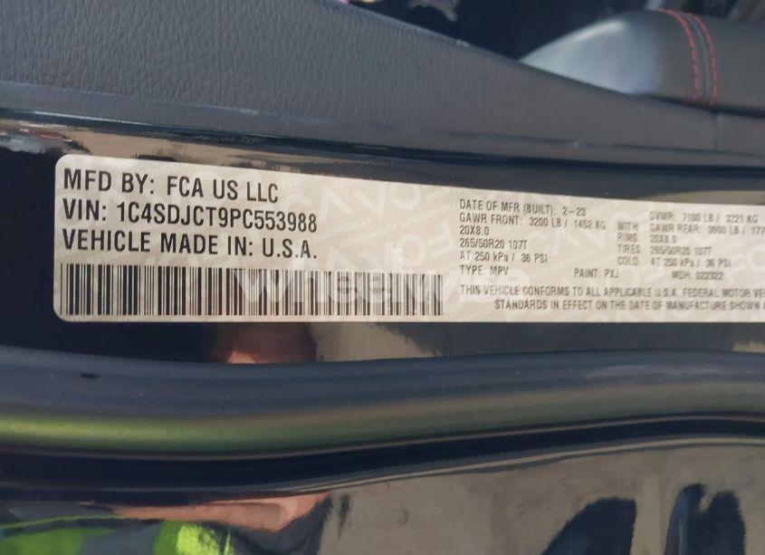 Photo 9 of 2023 Dodge Durango R/T PLUS AWD (VIN 1C4SDJCT9PC553988)