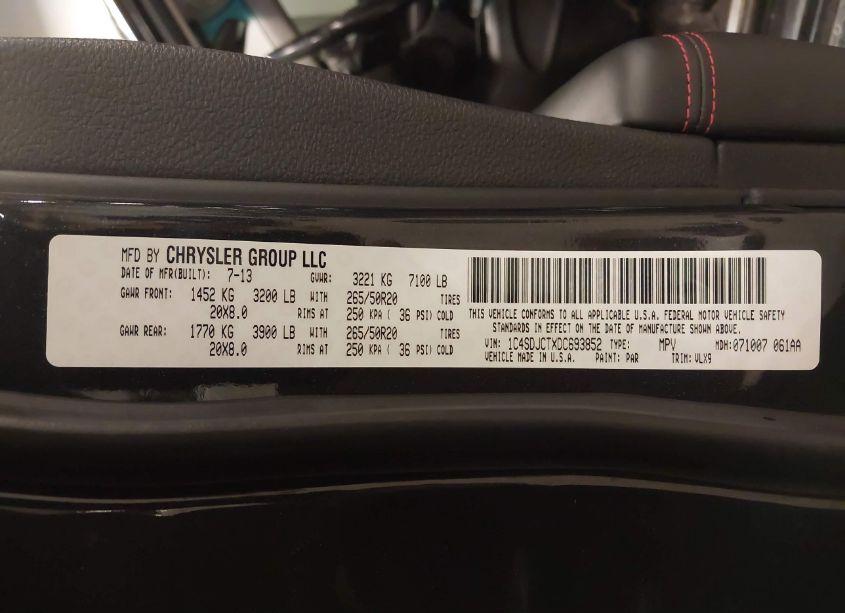 Photo 9 of 2013 Dodge Durango R/T (VIN 1C4SDJCTXDC693852)